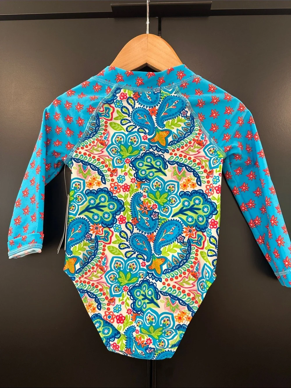 Tommy Bahama Kids Girls Paisley Floral Long Sleeve Rash Guard Swimsuit 12M NWT‎